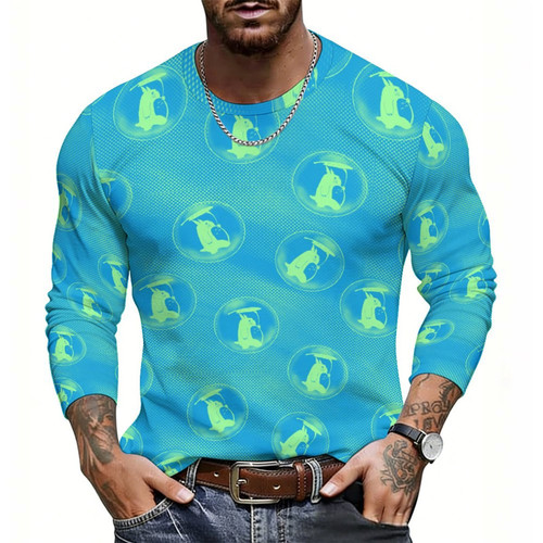 My Neighbor Totoro Bubble Walking Mint Men's Lightweight Long-Sleeve T-Shirt