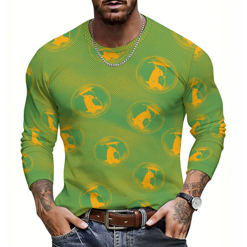 My Neighbor Totoro Bubble Walking Gold Men's Lightweight Long-Sleeve T-Shirt