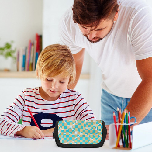 Checkered Shores Double-Layer Pencil Case