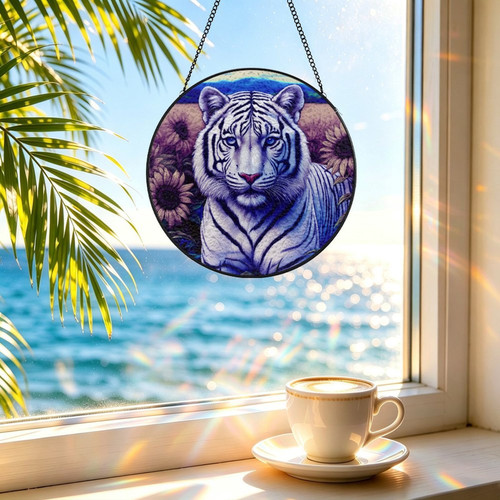 Sunflower Tiger Custom Colored Glass Ornament