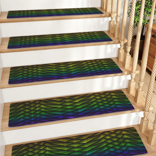 Rainbow Dragon Scale Stair Treads Mat (15 Pieces)