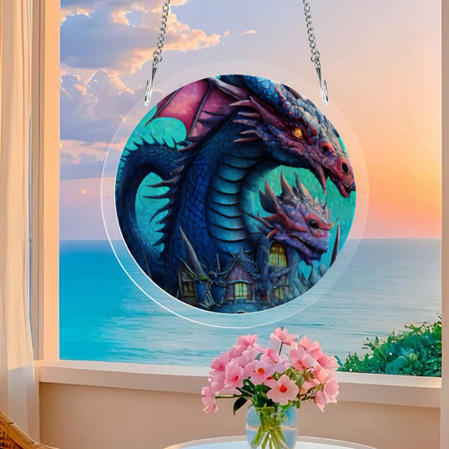 Dragon House Round Acrylic Jigsaw Puzzle Ornament 20.8cm