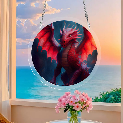 Red Dragon Round Acrylic Jigsaw Puzzle Ornament 20.8cm