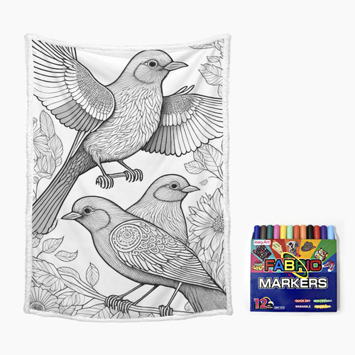 Birds Doodle Blanket