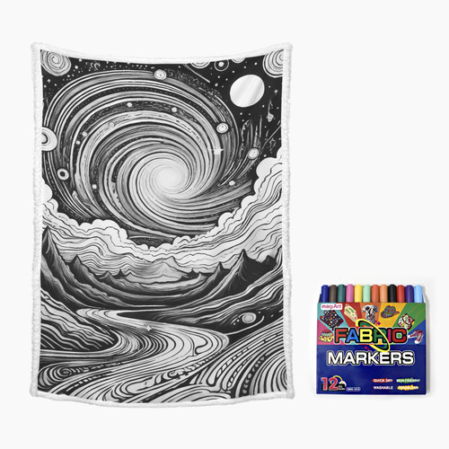 River At Night Doodle Blanket