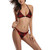 Red Plaid  Buckle Front Halter Bikini Swimsuit (Model S08)