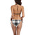 White Plaid  Buckle Front Halter Bikini Swimsuit (Model S08)