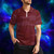 Red Camo Men's Zipped Short-sleeve Sports Shirt
