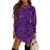 Purple Swirling Clouds Long Sleeve Patchwork T-shirt Dress