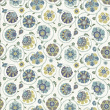 Palampore Garden Aquamarine by Kasmir Designer Fabric 5065 100% Cotton USA 15,000 Wyzenbeek Double Rubs Horizontal: 27 inches and Vertical: 27 inches 54 - Swanky Fabrics -