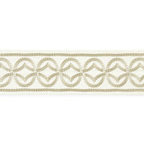 Athena Embroidered Tape/Sand T3305-001 by Scalamandre Trim Designer Trim SCALAMANDRE WAREHOUSE 54% COTTON 39% VISCOSE 7% SPUN POLYESTER INDIA LIGHT DUTY Horizontal: 3.125" and Vertical: 5.125" - Swanky Fabrics -