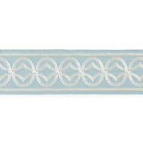 Athena Embroidered Tape/Sky T3305-002 by Scalamandre Trim Designer Trim SCALAMANDRE WAREHOUSE 54% COTTON 39% VISCOSE 7% SPUN POLYESTER INDIA LIGHT DUTY Horizontal: 3.125" and Vertical: 5.125" - Swanky Fabrics -