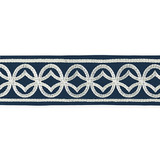 Athena Embroidered Tape/Navy T3305-003 by Scalamandre Trim Designer Trim SCALAMANDRE WAREHOUSE 54% COTTON 39% VISCOSE 7% SPUN POLYESTER INDIA LIGHT DUTY Horizontal: 3.125" and Vertical: 5.125" - Swanky Fabrics -