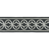 Athena Embroidered Tape/Charcoal T3305-004 by Scalamandre Trim Designer Trim SCALAMANDRE WAREHOUSE 54% COTTON 39% VISCOSE 7% SPUN POLYESTER INDIA LIGHT DUTY Horizontal: 3.125" and Vertical: 5.125" - Swanky Fabrics -