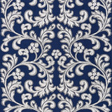 Chiara Embroidery/Indigo 27029-005 by Scalamandre Designer Fabric SCALAMANDRE WAREHOUSE 60% LINEN 40% COTTON INDIA LIGHT DUTY Horizontal: 15" and Vertical: 24" 53" - Swanky Fabrics -