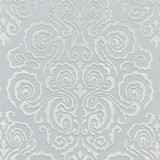 Cirrus Velvet Damask/Mist 27219-001 by Scalamandre Designer Fabric SCALAMANDRE WAREHOUSE 3% POLYESTER|62% COTTON 32% VISCOSE 3% LINEN INDIA MEDIUM DUTY Horizontal: 45.5" and Vertical: 26.5" 53" - Swanky Fabrics -