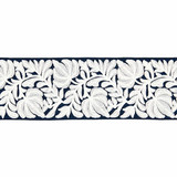 Coventry Embroidered Tape/Navy T3296-006 by Scalamandre Trim Designer Trim SCALAMANDRE WAREHOUSE 70% LINEN 30% SPUN VISCOSE INDIA LIGHT DUTY Horizontal: and Vertical: 5" - Swanky Fabrics -