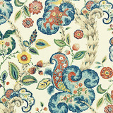 Cumbria Hand Block Print/Multi On Cream 16603-004 by Scalamandre Designer Fabric SCALAMANDRE WAREHOUSE 100% LINEN THAILAND LIGHT DUTY Horizontal: 36" and Vertical: 16.625" 49.5" - Swanky Fabrics -