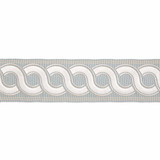 Guilloche Embroidered Tape/Mineral T3283-002 by Scalamandre Trim Designer Trim SCALAMANDRE WAREHOUSE 37% ACRYLIC 32% POLYESTER 31% VISCOSE CHINA LIGHT DUTY Horizontal: and Vertical: 2.875" - Swanky Fabrics -