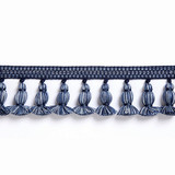 Halsey Onion Fringe/Indigo FT1499-006 by Scalamandre Trim Designer Trim SCALAMANDRE WAREHOUSE 57% ACRYLIC 38% VISCOSE 5% POLYESTER CHINA LIGHT DUTY Horizontal: and Vertical: 3" - Swanky Fabrics -