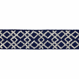 Lattice Tape/Indigo T3295-004 by Scalamandre Trim Designer Trim SCALAMANDRE WAREHOUSE 70% COTTON 30% VISCOSE INDIA LIGHT DUTY Horizontal: 3.75" and Vertical: 2.75" - Swanky Fabrics -