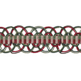 Le Havre/Greens, Red V874-024 by Scalamandre Trim Designer Trim SCALAMANDRE WAREHOUSE 90% SILK 10% COTTON CHINA LIGHT DUTY Horizontal: and Vertical: 1.5" - Swanky Fabrics -