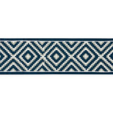 Medina Embroidered Tape/Indigo T3306-004 by Scalamandre Trim Designer Trim SCALAMANDRE WAREHOUSE 55% COTTON 37% VISCOSE 8% SPUN POLYESTER INDIA LIGHT DUTY Horizontal: 5" and Vertical: 5.5" - Swanky Fabrics -