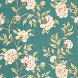 Peonia Linen Print/Emerald Isle 16616-002 by Scalamandre Designer Fabric SCALAMANDRE WAREHOUSE 100% LINEN THAILAND MEDIUM DUTY Horizontal: 20.75" and Vertical: 26.25" 52.5" - Swanky Fabrics -