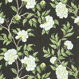 Peonia Linen Print/Onyx 16616-003 by Scalamandre Designer Fabric SCALAMANDRE WAREHOUSE 100% LINEN THAILAND MEDIUM DUTY Horizontal: 20.75" and Vertical: 26.25" 52.5" - Swanky Fabrics -