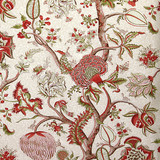 Pondicherry/Turkey Red On Lime 16430-005 by Scalamandre Designer Fabric SCALAMANDRE WAREHOUSE 100% COTTON ENGLAND LIGHT DUTY Horizontal: 40.75" and Vertical: 26.5" 53" - Swanky Fabrics -