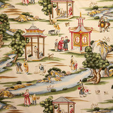 Shanghai/Multi On Tea Stain 16264-002 by Scalamandre Designer Fabric SCALAMANDRE WAREHOUSE 100% COTTON ITALY LIGHT DUTY Horizontal: 39" and Vertical: 51" 54.5" - Swanky Fabrics -