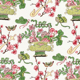 Shanghai Blossoms/Spring 16591-001 by Scalamandre Designer Fabric SCALAMANDRE WAREHOUSE 55% LINEN 45% COTTON ITALY LIGHT DUTY Horizontal: 26.25" and Vertical: 13.5" 55" - Swanky Fabrics -