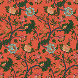Palampore Coral by Gaston Y Daniela Designer Fabric GASTON LIBRERIA LINEN - 91%;POLYAMIDE - 9% Italy HEAVY Horizontal: 26.52 and Vertical: 50 52.8 - Swanky Fabrics -