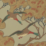 Flying Ducks Sky/Moss by Mulberry Designer Wallcovering MODERN COUNTRY PAPER - 100% United Kingdom Horizontal: 20.488 and Vertical: 20.882 20.488 - Swanky Fabrics -