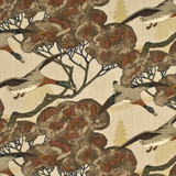 Flying Ducks Stone/Brown by Mulberry Designer Fabric GRAND TOUR LINEN - 100% United Kingdom LIGHT Horizontal: 53.978 and Vertical: 24.428 53.978 - Swanky Fabrics -