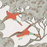 Flying Ducks Coral/Clay by Mulberry Designer Wallcovering