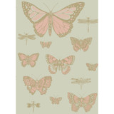 Butterflies & Dragonflies Pink On Oliv by Cole & Son Designer Wallcovering