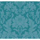 Fonteyn Teal by Cole & Son Designer Wallcovering COLE & SON MARIINSKY DAMASK PAPER - 100% United Kingdom - Horizontal: - and Vertical: 25.25 27 - Swanky Fabrics -