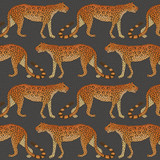 Leopard Walk Charcoal & Orange by Cole & Son Designer Wallcovering