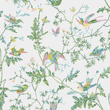 Hummingbirds Green/Pink by Cole & Son Designer Wallcovering