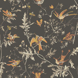 Hummingbirds Charcoal/Ginger by Cole & Son Designer Wallcovering COLE & SON ICONS PAPER - 100% United Kingdom - Horizontal: - and Vertical: 21 20.5 - Swanky Fabrics -