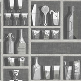 Cocktails Soot/Snow by Cole & Son Designer Wallcovering COLE & SON FORNASETTI SENZA TEMPO PAPER - 100% United Kingdom Horizontal: 27 and Vertical: 27 27 - Swanky Fabrics -