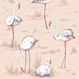 Flamingos Plaster Pink by Cole & Son Designer Wallcovering COLE & SON ICONS PAPER - 100% United Kingdom - Horizontal: - and Vertical: 27.5 21 - Swanky Fabrics -