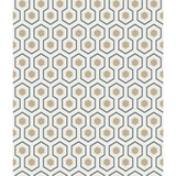 Hicks Hexagon Gilver/Wt/Bk by Cole & Son Designer Wallcovering CONTEMPORARY RESTYLED PAPER - 100% United Kingdom Horizontal: 20.5 and Vertical: 4 20.5 - Swanky Fabrics -