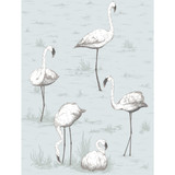 Flamingos Charcoal/Aqua by Cole & Son Designer Wallcovering CONTEMPORARY RESTYLED PAPER - 100% United Kingdom Horizontal: 21 and Vertical: 27.5 21 - Swanky Fabrics -