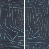 Graffito Ii Navy by Groundworks Designer Wallcovering KELLY WEARSTLER WALLPAPERS IV JUTE - 100% United States - Horizontal: 62 and Vertical: 62 62 - Swanky Fabrics -