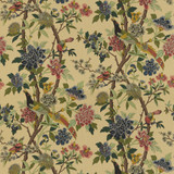 Hydrangea Bird Parchment by G P & J Baker Designer Fabric EAST TO WEST LINEN - 100% Thailand LIGHT Horizontal: - and Vertical: 43.734 53.978 - Swanky Fabrics -
