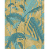 Palm Jungle Orchre & Petrol by Cole & Son Designer Fabric COLE & SON CONTEMPORARY FABRICS LINEN - 61%;COTTON - 29%;NYLON - 10% United Kingdom HEAVY Horizontal: 17.7 and Vertical: 22 53 - Swanky Fabrics -