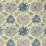 Katsugi Indigo & Green 2620932 by Schumacher Designer Fabric DW-SPRING 2003 COLLECTION See Sample BELGIUM - </p><p>Repeat: Horizontal: 27" (69CM) and Vertical: 25" (64CM) 54" WIDE (137CM) - Swanky Fabrics -
