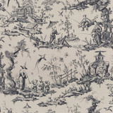 Shengyou Toile Charcoal 175803 by Schumacher Designer Fabric SCHUMACHER CLASSICS See Sample FRANCE MEDIUM DUTY </p><p>Repeat: Horizontal: 44" (112CM) and Vertical: 47" (119CM) 44" WIDE (112CM) - Swanky Fabrics -